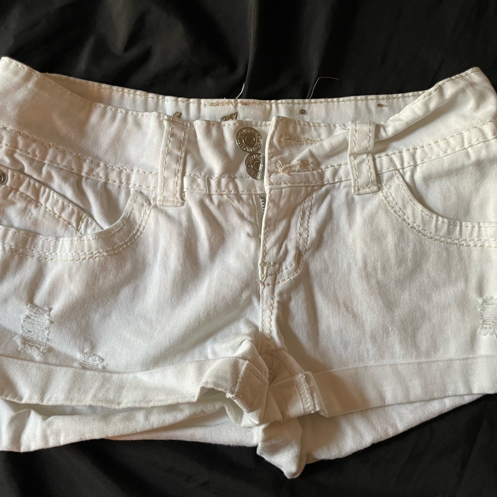 White denim shorts